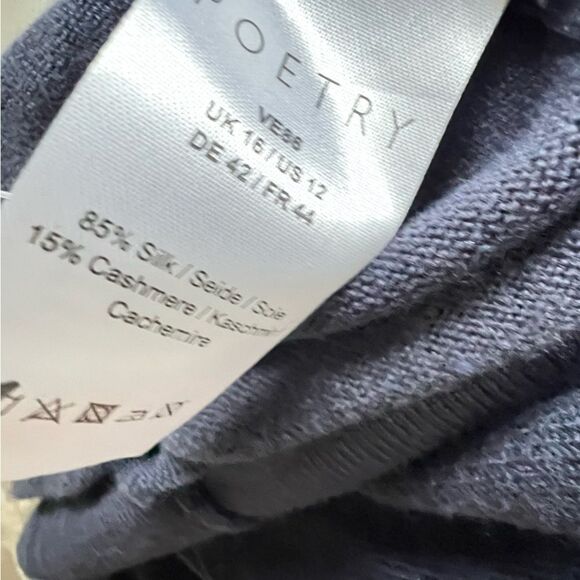 Poetry Womens Long Sleeve blue Silk/Cashmere Lagenlook Tunic Sweater Size 12 - Picture 5 of 6